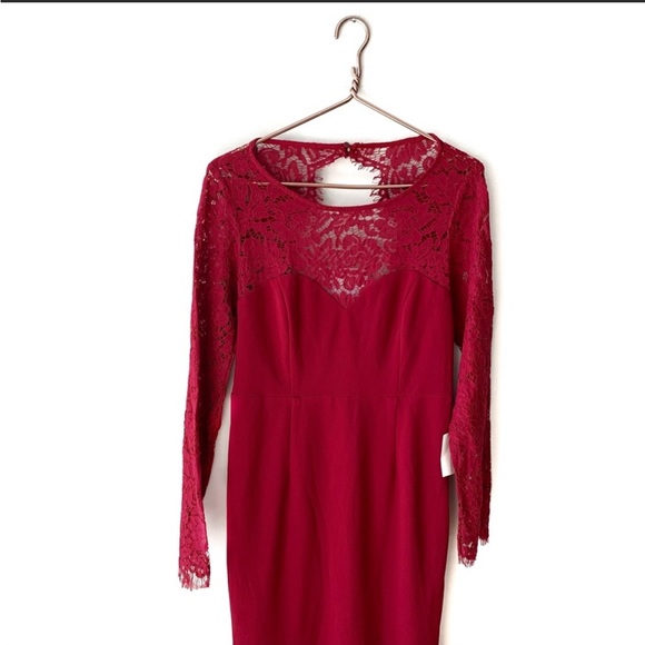 Lulus | Burgundy Lace Maxi Formal Dress Large New - Picture 2 of 6